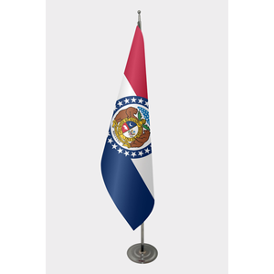 Drapeau officiel d'interieur du Missouri 3x5 pieds, imprimé numériquement, plusieurs matériaux : coton, nylon, plastique, polyester, mât de drapeau en aluminium - Product Image 1