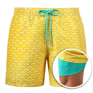 Short de bain d'été à taille élastique pour hommes, Logo personnalisé, short de course 100% Polyester, short de plage en maille pour hommes