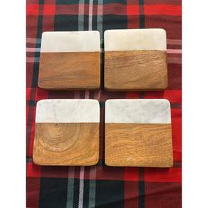 Premium Handcrafted Marble Wood <b>Coaster</b> Set Durable 400mm Diameter Customizable Modern Home Decor <b>Drink</b> <b>Coasters</b> - Product Image 3