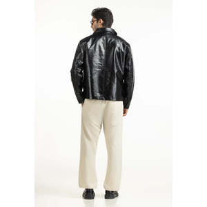 Chaqueta Casual de Piel de Oveja Genuina con Cuello Alto y Cierre de Cremallera, Corte Regular, Temporada Otoño, MN-JKT-WS25-027, Talla XS - Product Image 3