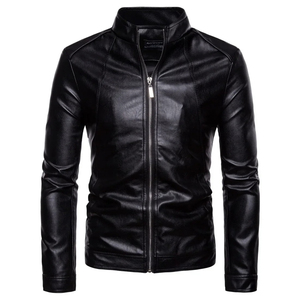 Chaqueta negra de alta calidad con cierre de cremallera Chaquetas de cuero para hombre Material de alta calidad Parte superior para hombre - Product Image 1