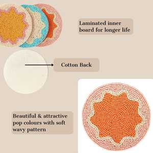 Ensemble de sous-verres à thé perlé fait à la main avec des motifs ronds colorés idéaux pour la décoration de table et la cuisine et les cadeaux uniques - Product Image 5