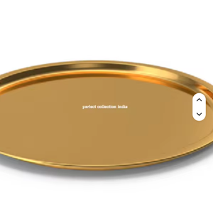 Plateau rond en métal plaqué or pour bar d'hôtel Plateau de service rond Vente en gros Léger Luxe Art Déco Design - Product Image 6