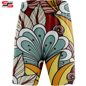 Shorts personnalisés imprimés par sublimation, imprimé floral géométrique, shorts de plage décontractés pour hommes - Product Image 5