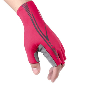 ถุงมือขี่จักรยานแบบไม่มีนิ้วเป็นมิตรกับสิ่งแวดล้อมที่สามารถปรับแต่งได้มีตาข่ายระบายอากาศและกันลื่นในฝ่ามือสีแดง/สีเทาสำหรับออกกำลังกาย - Product Image 3