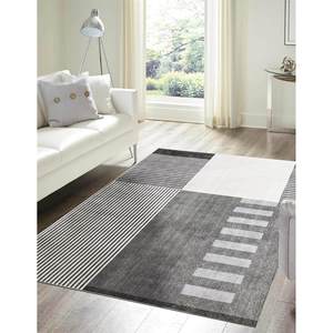 Tapis de salon rectangulaire gris en polyester fabriqué à la machine Netline Home Tokyo Geo Blocks - Product Image 1