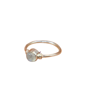 Anillo Minimalista de Plata de Ley 925 con Piedra Lunar Natural Hecha a Mano, Anillo de Alambre con Piedras Preciosas para Mujer, Novia, Diseño Único - Product Image 1