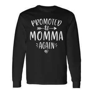 T-shirt à manches longues « Promue à la nouvelle maman » – Cadeau Fête des Mères pour jeune maman - Product Image 1