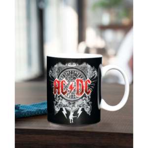 แก้วนมเซรามิก AC/DC Black Ice Tasse ลายเพ้นท์มือ พร้อมฝาปิด ใช้กับไมโครเวฟได้ ดีไซน์ทันสมัย เหมาะสำหรับเป็นของขวัญเกษียณอายุ - Product Image 3