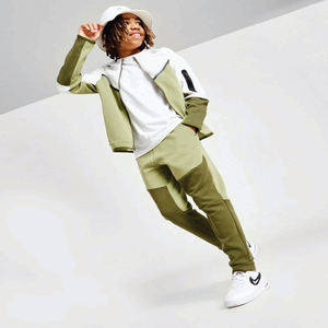 Conjunto Deportivo Informal de Dos Piezas con Capucha Verde y Blanca para Adultos Unisex, Chaqueta con Cordón y Pantalones Jogger, Ropa Deportiva Atlética para Entrenamiento - Product Image 1