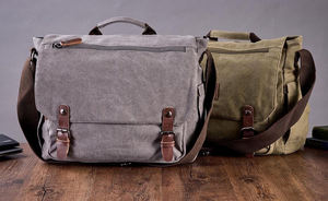 Sacoche en cuir et toile pour le travail et les voyages Bandoulière Porte-documents pour ordinateur portable CLB-0006B - Product Image 6