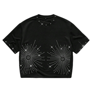 T-shirt streetwear surdimensionné avec strass, personnalisé, tendance, pour homme, avec strass - Product Image 1
