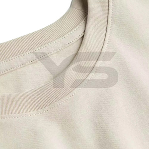 Vente en gros 100% coton T-shirt à col rond de haute qualité 250 Gsm Street Style col rond coupe ajustée décontracté Logo personnalisé solide court personnalisé - Product Image 5