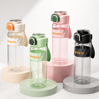 Bouteille de sport en plastique élégante et résistante à la chaleur avec double paille et double couvercle pour hommes et femmes, idéale pour le cyclisme, le fitness et les activités quotidiennes en extérieur