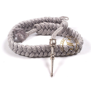 Grey Bullion <b>Wire</b> Thick Braided Aiguillette for Fuerzas Armadas Uniform Dresses | Custom Shoulder Aiguillette for Uniforms - Product Image 1