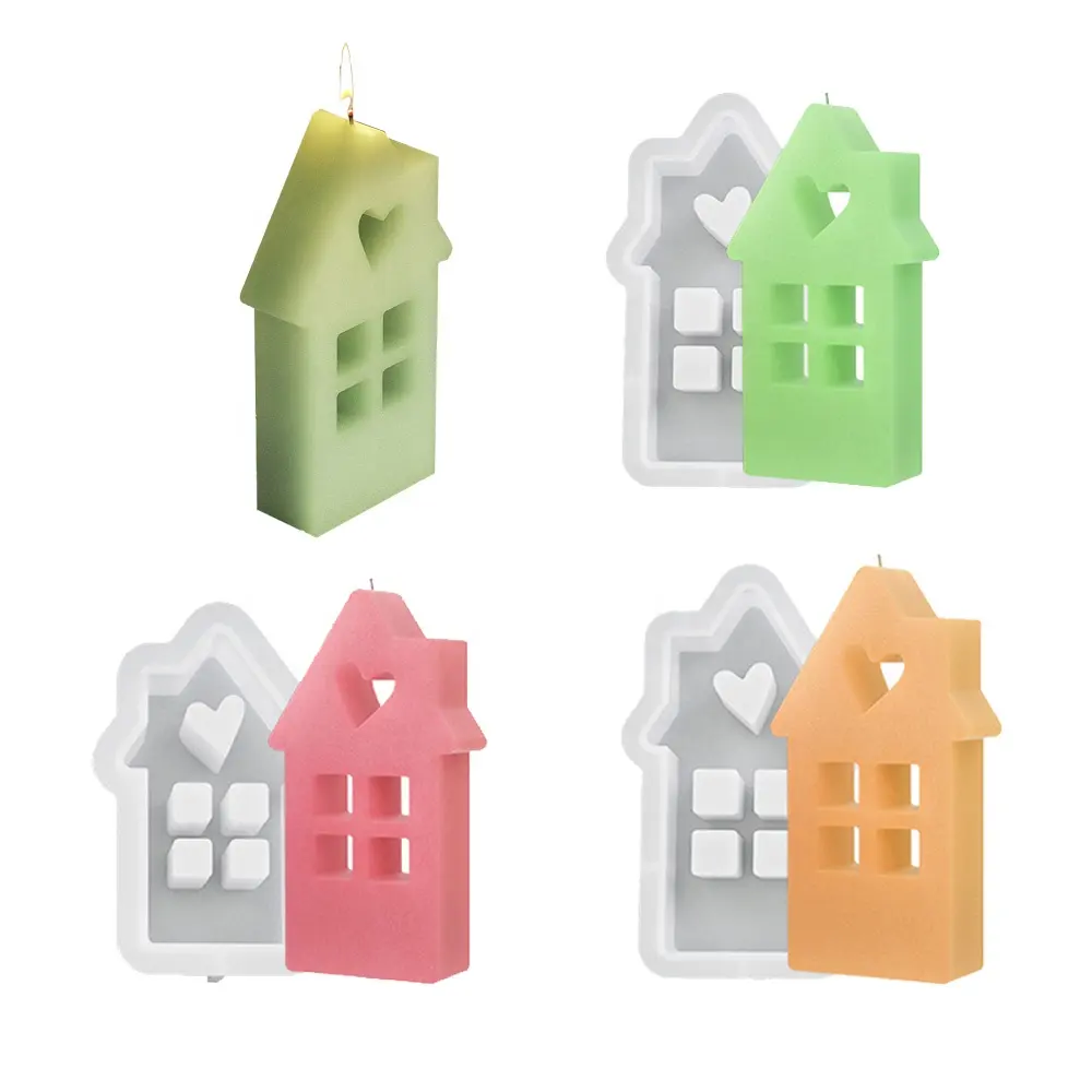 Cute Heart Shaped House Silicone Mold Star Houses Concrete Moulds Casting Molds DIY Gypsum Home Craft Decoration Resin Mould