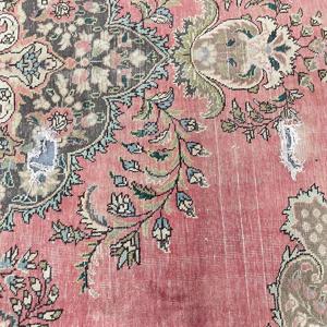 Turkish <b>Red</b> Patchwork <b>Wool</b> Rug Eco Friendly Traditional Design Latex Backing Medium Pile KayraHome 9.2x12.2 ft - Product Image 3