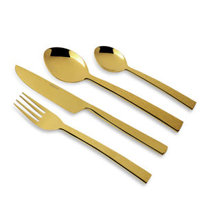 Ensemble de couverts modernes en acier inoxydable avec motif PBN finition brillante dorée Vaisselle de luxe pour la salle à manger Collection Fête Passe au lave-vaisselle - Product Image 5