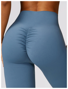 Soutien-gorge de Yoga à bretelles avec logo personnalisé haut court dos nu à manches courtes pour femmes ensembles de Yoga solides élastiques taille haute pour filles sexy - Product Image 3