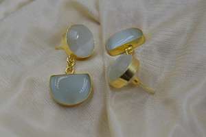 2024 Nueva moda pendiente Fabricante Proveedor Pendientes de piedra chapada en oro - Product Image 2