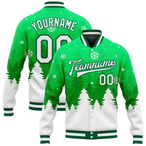 Bomber de Noël personnalisé Varsity Jacket Full-Snap Letterman 100% coton Style Vintage col en V col hiver polaire - Product Image 4