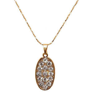 Colgante de cadena de forma ovalada chapado en oro Kriaa hecho de aleación de zinc con piedra austriaca colgantes y dijes de moda 1202404 - Product Image 1