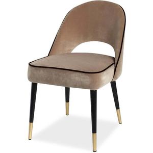 Chaise de salle à manger moderne de luxe en velours avec pieds en métal noir et accents dorés, fauteuil pour hôtel et restaurant - Product Image 3