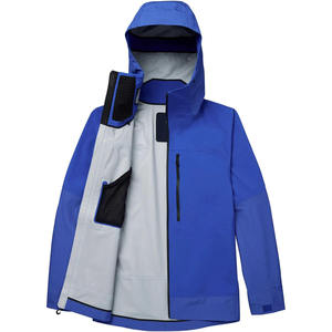 Veste de randonnée patchwork à fermeture éclair et à coque souple avec logo personnalisé imperméable au vent hiver à capuche grande taille unisexe extérieur - Product Image 3