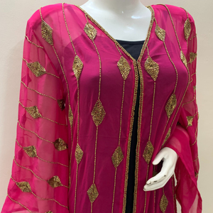 007 Gracieux Fabriqué À La Main Georgette Abaya Kaftan Nouveau Style Avant Ouvert Couverture Manteau pour Femmes Plus La Taille pour la Fête et Cub Wear - Product Image 1