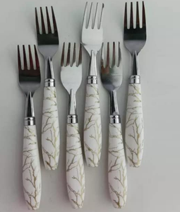 Juegos de cubiertos con mango terminado en mármol, cubiertos duraderos para el hogar, uso en hoteles, cubiertos de cuchara de acero inoxidable más vendidos - Product Image 1