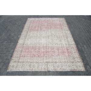 Tapis vintage 6,8 x 10,4 pieds, tapis turc oriental rose en laine - Product Image 1