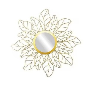 Cadre de miroir mural élégant en forme de feuille plus rond pour la décoration du salon et de la chambre à coucher - Product Image 2