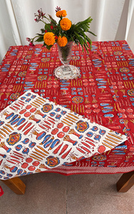 Cotton Hand Block Printed <b>Table</b> Cloth Floral Design Handmade Indian Rectangle <b>Table</b> Runner <b>Table</b> <b>Cover</b> for Housewarming - Product Image 2