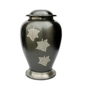 Urna Funeraria Americana para Adultos, Elegante Urna de Metal para Cenizas con Detalle de Hojas de Arce - Product Image 1