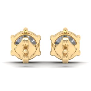 Boucles d'oreilles clous REYES classiques en or massif 14 carats avec moissanite ronde taille brillant de 2 carats, fermoir à vis, pour femme, cadeau de mariage, bijoux - Product Image 4