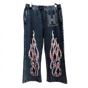 Custom Men’s Oversized Cotton Tracksuit Winter Acid Wash Rhinestone Zip Hoodie & Jogger Set Streetwear OEM Wholesale - Product Image 5