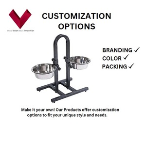 Gamelle double réglable en acier inoxydable avec logo personnalisé pour animaux de compagnie, idéale pour les voyages en extérieur, petite taille pour chats, chiens et lapins - Product Image 3