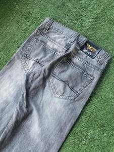 Jeans en denim délavé vintage pour homme, design personnalisé, style décontracté, coupe droite ample, jambe large, style streetwear - Product Image 5