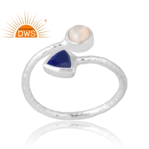 แหวนพลอยโอปอลและไพฑูรย์ธรรมชาติทำจากเงินสเตอร์ลิง925ผลิตตามสั่ง - Product Image 1