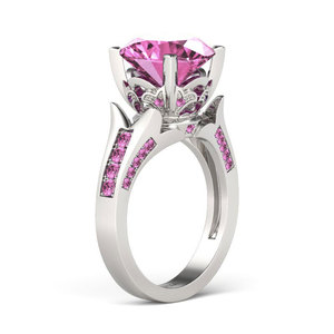 Anillo de Compromiso de Plata de Ley con Corte Redondo de Flor de Diamante Jeulia - Product Image 2