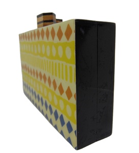 LOWELLCRAFT Geometric Pattern Resin Clutch <b>Box</b> for Women Purse Bags Fashion Style Made in Delhi - Product Image 1