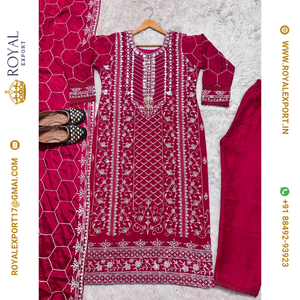 Presentación del nuevo diseñador Heavy Chinnon con Sequence Work Long Top Pant y Dupatta Collection - Product Image 3