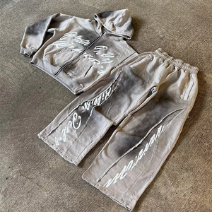 Pantalones Anchos de Estilo Urbano, Lavado Desgastado, 400 g/m², Felpa Holgada, 100% Algodón, Transpirable, Conjunto Deportivo de Lujo, Personalizado, Gran Venta - Product Image 1