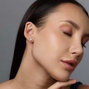 92.5 <b>Silver</b> <b>Stud</b> <b>Earrings</b> with Diamond and Pearl Geometric & Trendy Gold Plated Design for Wedding Engagement or Party-188526 - Product Image 4