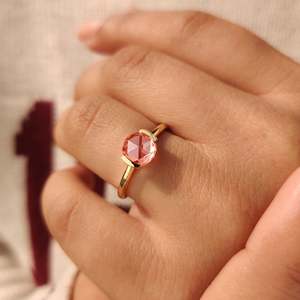 Bague de fiançailles solitaire pour femme en or jaune 10 carats, diamant taille rose, clarté VS, certifiée IGI, plaquée rhodium, Fine Promises - Product Image 6