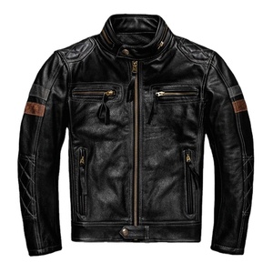 Nouvelle veste Pro Motor Biker en cuir véritable pour homme Manteau en cuir de vachette de qualité en noir. Tissu de toile - Product Image 1