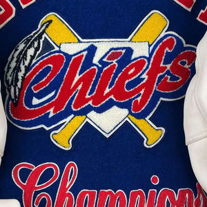 OEM personalizado de cuero genuino de manga Chenille Bordado de lana Streetwear Letterman Varsity chaquetas para hombres - Product Image 4