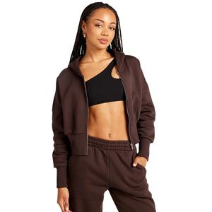 Vente en gros de sweats à capuche courts sweat-shirt zippé pour femme avec impression et broderie de logo personnalisé streetwear mode sweat à capuche pour femme - Product Image 4