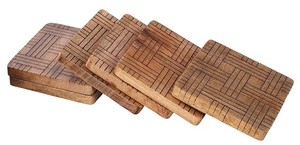 Rustic Solid Wood Slatted Coaster Set Heat Resistant Durable Drink Coasters Gift Ready for Dining <b>Coffee</b> Table Decor - Product Image 2