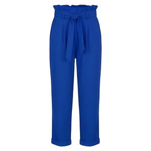 Pantalon en toile décontracté pour femme, fermeture à cordon, séchage rapide, respirant, uni, décontracté, professionnel, pour le travail, le bureau, 100% coton, taille mi-haute - Product Image 1